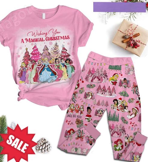 Disney Princess Wishing You A Magical Christmas Pajamas Set, Disney Pajamas Set, Disney Pajamas , Disney Christmas Gifts