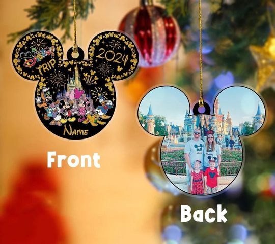 Personalized Disney Trip 2023 Ornament, Photo Ornament, Mickey Ears