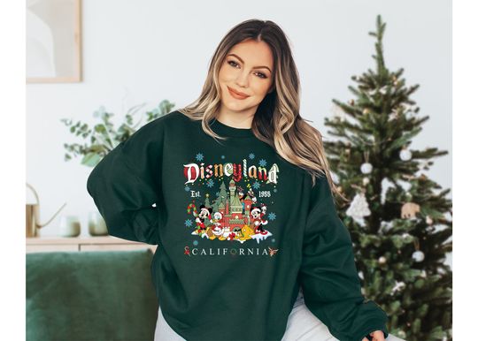 Discover Mickey and Friends Christmas Sweatshirt,Vintage Disneyland Christmas Sweatshirt