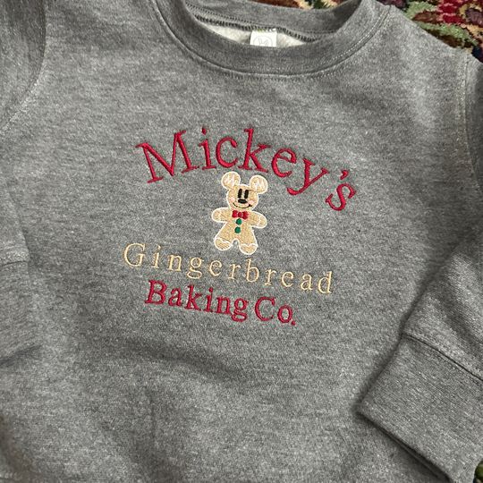 Youth Mickey's Gingerbread Baking Co. Christmas Sweater - Disney Christmas Embroidered Sweatshirt