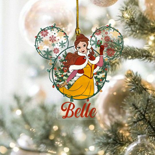 Disney Beauty and The Beast Christmas Ornament, Custom Belle Christmas Ornament