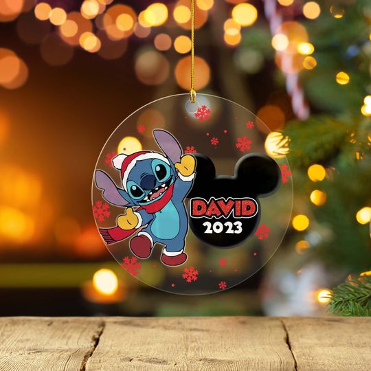 Personalized Disney Stitch Ornament, Cute Lilo Stitch Ornament