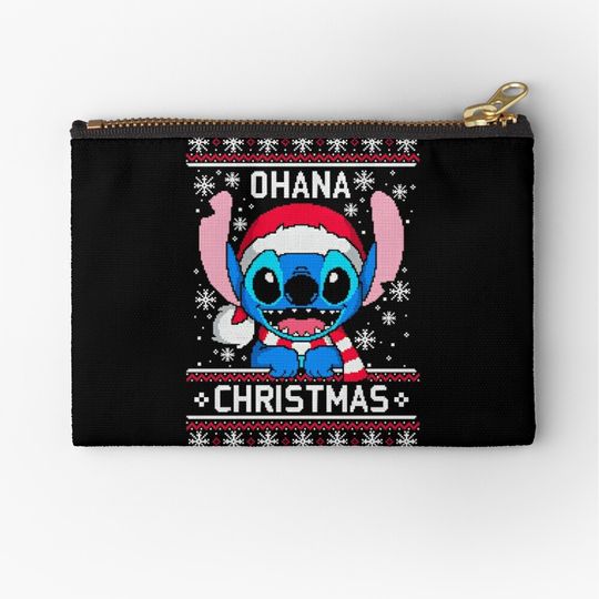 Disney Stitch Ohana Christmas Ugly Sweater Disney Christmas Makeup Bag