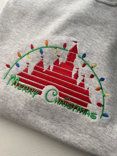 Merry Christmas Embroidered Sweatshirt | Disney Christmas Embroidered Sweatshirts