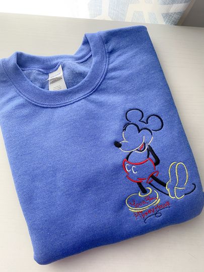 Mickey Mouse Embroidered Sweatshirt | Disney World | Disneyland Embroidered Sweatshirt