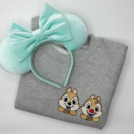 Chip and Dale Embroidered Sweatshirt Disneyland Embroidered Sweatshirt
