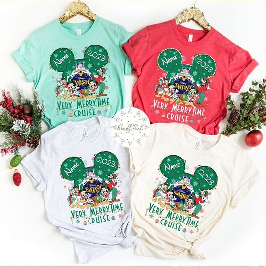 Discover Personalized Disney Very Merrytime Cruises Christmas shirt, Custom name & cruise ship name shirt