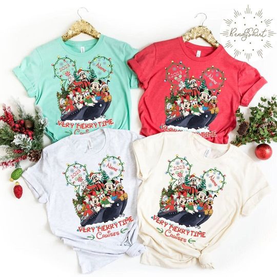 Personalized Disney Christmas Very Merrytime Cruises 2023 Shirt, Mickey and Friends Christmas Tree