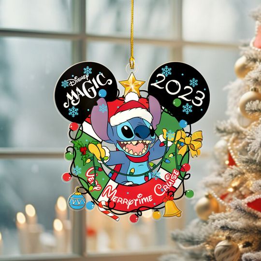 Personalized Stitch Christmas Ornament, Santa Stitch Ornament, Disney Ornament