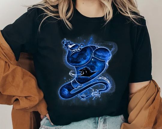 Disney Aladdin Genie Portrait Magic Silhouette Collage Shirt