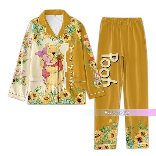 Winnie The Pooh Pajamas Set, Pooh Bear Pajamas, Disney Pooh Pajamas, Piglet