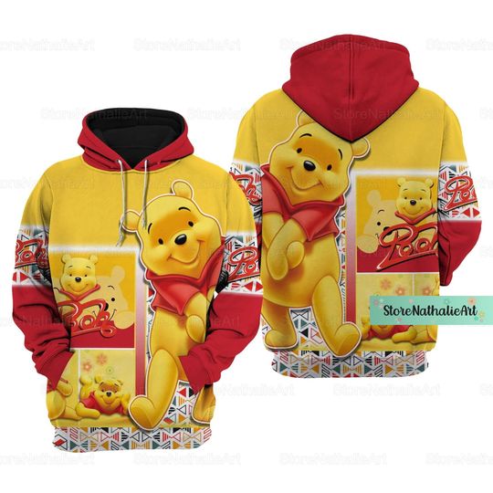 Christmas Winnie Pooh Hoodies, Pooh Bear 3D Hoodie, Pooh Disney Aesthetic Hoodie, Pooh Bear Men Hoodies
