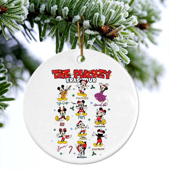 The Mickey Eras Tour, Christmas Decorations Ceramic  Ornament, Disney Christmas Ornaments, Mickey Swift Tour, Disney Eras Tour Mickey