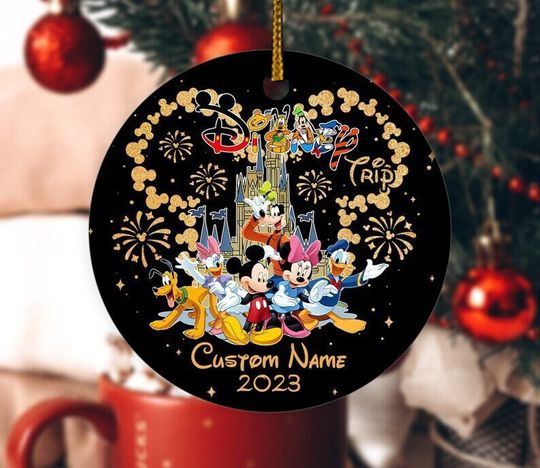 Magic Kingdom Ornament, Mickey And Friends Ornament, Disney Castle Ornament, Xmas Disney Gift, Ceramic Ornament