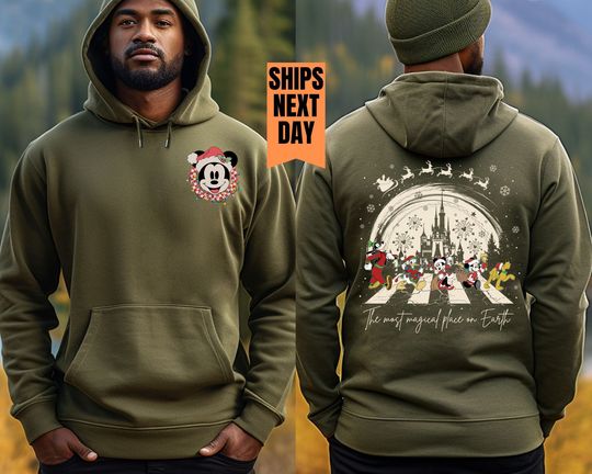 Mickey and friends Disneyland Christmas Hoodie, Disney Christmas party 2023 gift, Disney castle tee