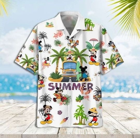 Discover Mickey Summer Vacation Hawaiian Shirt, Disney's Palm Tree Mickey for a Fun