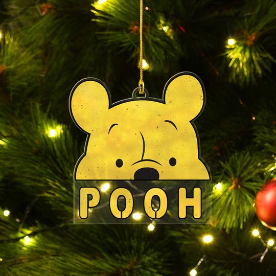 Pooh Bear Christmas Ornament, Winnie The Pooh Ornament, Disney Bear Ornament, Disneyworld Ornament, Vintage Ornament, Acrylic Ornament.