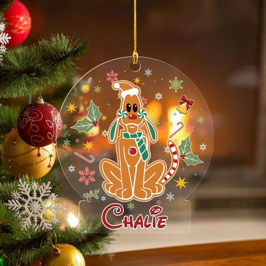 Discover Custom Name Gingerbread Pluto Dog Christmas Ornament, Pluto Dog Ornament, Disney Dog