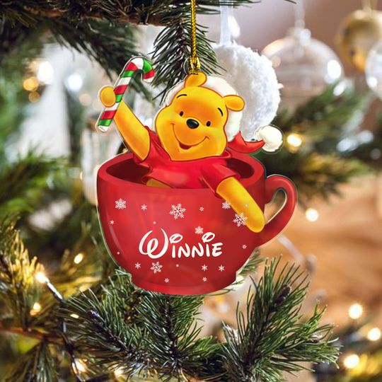 Personalized Pooh Christmas Ornament, Disney Teacup Ornament, Winnie the Pooh