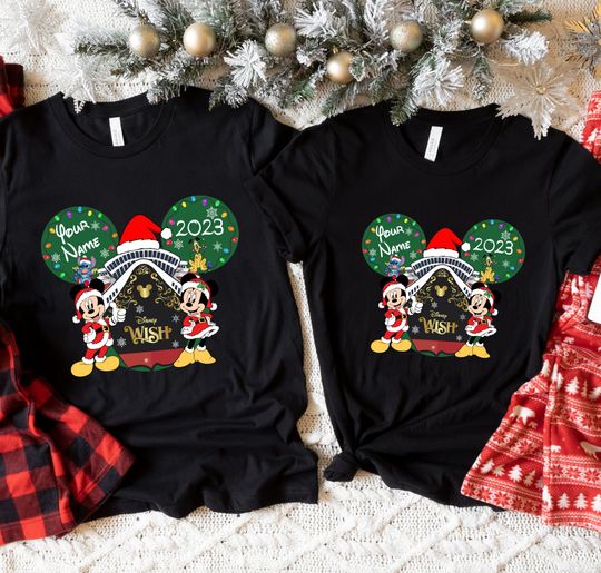 Custom Mickey Santa Claus Merrytime Cruise shirt, Disney Wish Christmas Family shirts,Cruise Xmas Disney Fantasy Dream Magic Wish 2023 Shirt