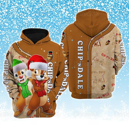 Chip And Dale Disney Christmas Hoodie, 3D Disney Hoodie