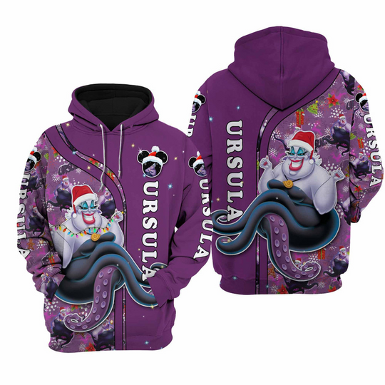 Ursula Villains Disney Christmas Hoodie, 3D Disney Hoodie