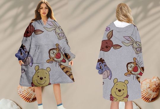 Winnie-the-Pooh Fleece Hoodie Blanket, Disney Oversized Fleece Hoodie