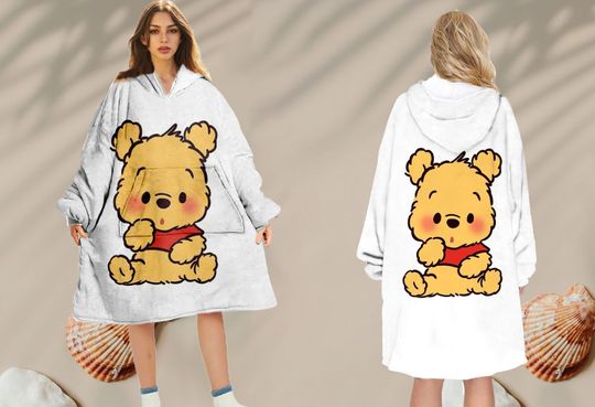 Winnie-the-Pooh Fleece Hoodie Blanket, Disney Oversized Fleece Hoodie