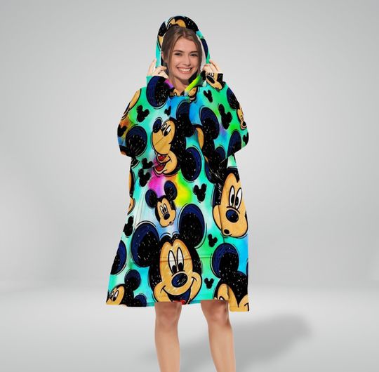 Mickey Cute Hoodie Blanket,Mickey Fleece Hoodie,Cartoon Wearable Blanket,Disney Blanket