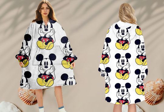 Mickey Mouse Fleece Hoodie Blanket, Disney Oversized Fleece Hoodie