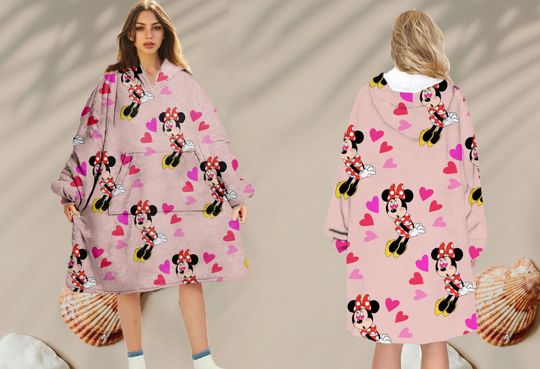 Minnie Mouse Fleece Hoodie Blanket, Disney Oversized Fleece Hoodie