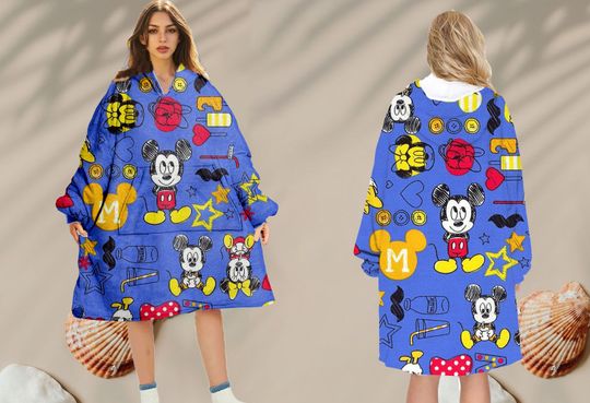 Mickey Mouse Fleece Hoodie Blanket, Disney Oversized Fleece Hoodie