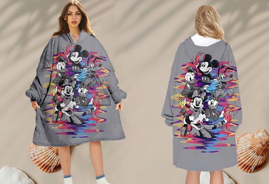 Mickey Mouse Fleece Hoodie Blanket, Disney Oversized Fleece Hoodie