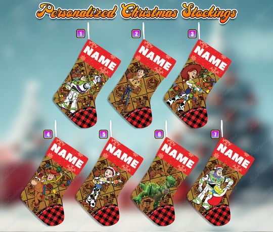 Personalized Toy Story Disney Christmas Stocking, Family Christmas Stocking