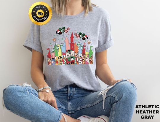 Discover Disney Mickey And Friends Christmas Castle Balloons Shirt