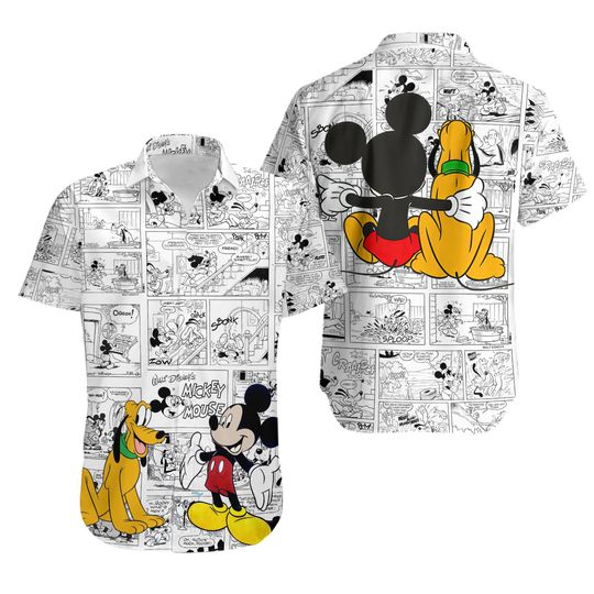 Retro Disney Comics Mickey Mouse And Pluto Dog Hawaiian Shirt
