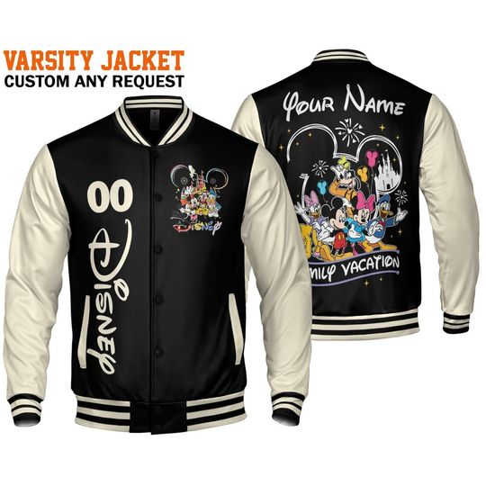 Custom Disney Trip Vacation Varsity Jacket, Matching Baseball Team Outfit, Disney Baseball Jacket