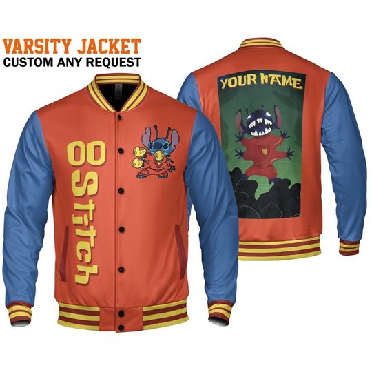 Discover Custom Stitch Fun Baseball Jacket, Matching Baseball Team Outfit, Disney Stitch Varsity Jacket