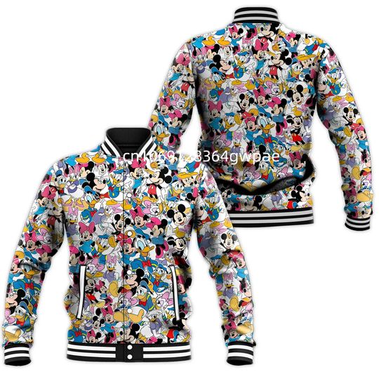 Donald Duck Disney Baseball Jacket, Disney Baseball Jacket, Stitch Streetwear Jacket