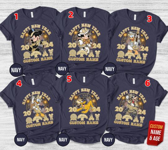 Personalized Disney Happy New Year 2024 Shirt, Mickey and Friends New Year's Shirt