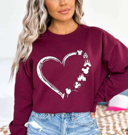 Disney Sweatshirt, Heart Disney Sweatshirt, Magic Kingdom Sweatshirt