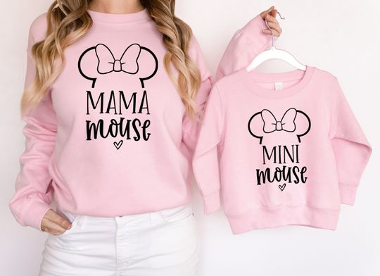 Mama Mouse Mini mouse Sweatshirt, Mommy and me Disney Sweatshirt,  Minnie Sweatshirt