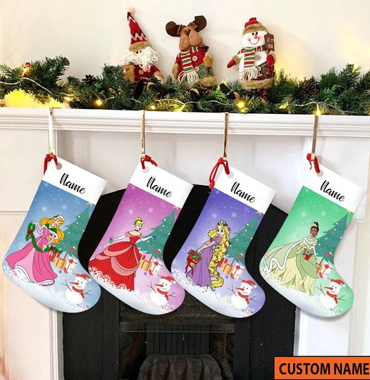 Personalized Princess Stocking With Name, Disney Princess Characters Stocking