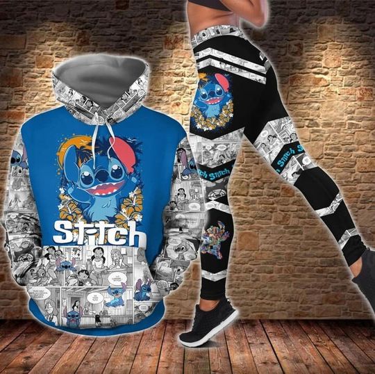 Stitch Christmas Hoodie Leggings Set, Disney Stitch Hoodie For Women