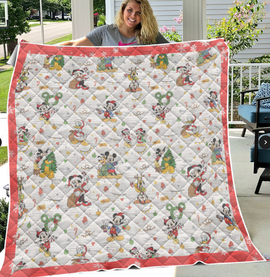 Discover Candy Cane Disney Blanket, Santa Mickey Minnie Daisy Donald Christmas Blanket