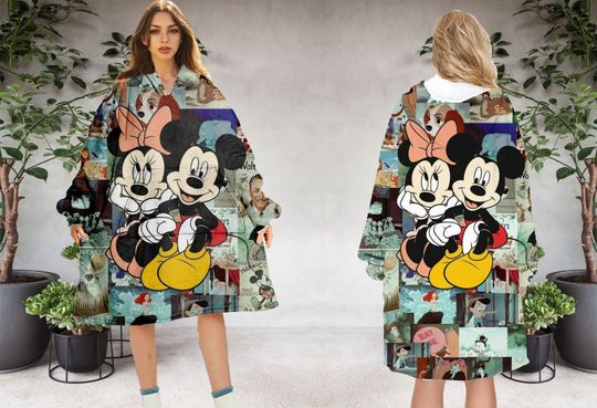 Mickey Mouse Oversize Fleece Blanket Hoodie, Minnie Disney Blanket Hoodie