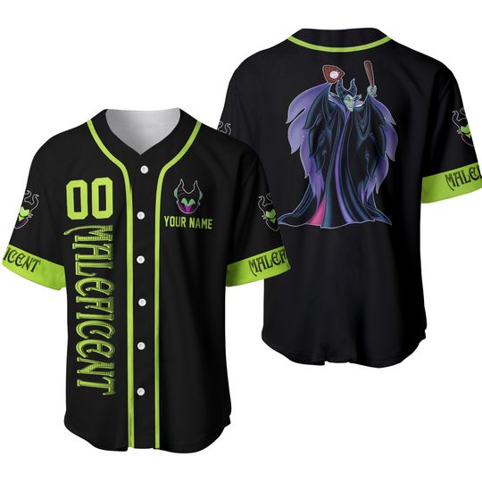 Villain Maleficent Green Black Disney Custom Baseball Jersey