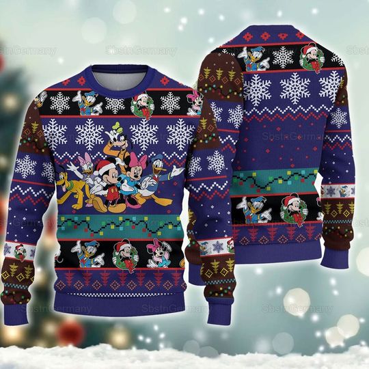 Disney Christmas Sweater, Mickey And Friends Christmas Ugly Sweater