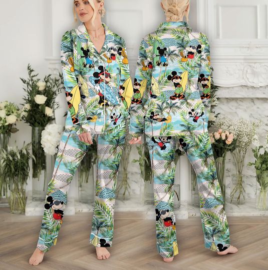 Disney Mickey Beach Pajamas Set, Mickey Aloha Pajama