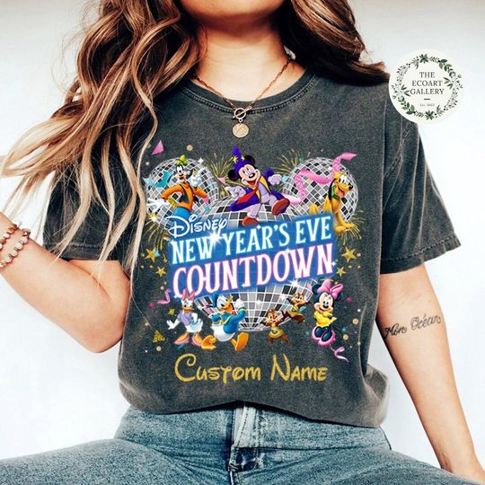 Personalized Disney New Year's Eve Countdown 2024 Shirt, Mickey and Friends Happy New Year 2024